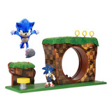 Sonic O Ouriço - Green Hill Zone Playset Com Sonic Original