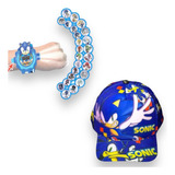Sonic Relógio Projetor 24 Imagens E Boné Kit Infantil Top