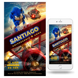Sonic S3 - Convite Digital Aniversario Kid Zap Festa Whats