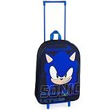 Sonic The Hedgehog Mala De Cabine - Mala Com Rodas Dobrável, Tamanho 39 X 27 Cm, 10,5 Litros, 2 Rodas, Pega Extensível - Mala Com Rodas, Preto/azul, 100% Poliéster