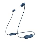 Sony Fones De Ouvido Intra Auriculares Sem Fio WI C100 Com Microfone Embutido Azul