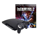Sony Playstation 3 Slim 320gb Infamous 2 Cor Charcoal Black