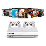 Sony Playstation 3 Slim 500gb Ps3 Branco Jogos 2 Controle Nf e Minecraft God Of War Fifa