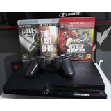 Sony Playstation 3 Slim Ps3 Play 3 500gb Com 1 Controle Genérico cabo Energia cabo Hdmi 3 Jogos E Uma Capa Anti Poeira