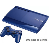 Sony Playstation 3 Super Slim 250gb Standard Cor Azurite Blue Ps3 Azul Jogos De Brinde