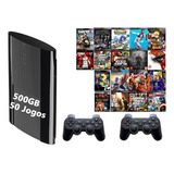 Sony Playstation 3 Super Slim 500gb Standard 2 Controle 50 Jogos God Of War The Last Of Us Fifa