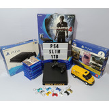 Sony Playstation 4 Slim 1tb Mega Pack 3 Jogos Cor Preto Onyx