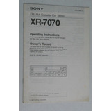 Sony Xr 7070 1990 Rádio Toca Fitas Manual Instruções Inglês