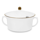 Sopeira Com Tampa 2 Litros Flamingo Sofia Branco Ouro Oxford
