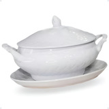Sopeira E Prato Grandes Kit Porcelana Louça Cozinha Feijoada