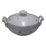 Sopeira Porcelana Real Branca Motivos Florais Com Avaria