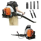 Soprador De Folhas De Mochila 63CC Motor De 2 Tempos Movido A Gás 665 CFM Volume De Ar Poderosa Força Do Soprador De Folhas Ergonômico Soprador De Neve Soprador De Poeira Para Gramado Navio Dos EUA 