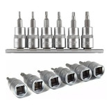 Soquete Bits Torx Curto 3 8 Com Guia 5 Pontas Kit 06 Peças