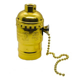 Soquete E27 Com Cordinha Antigo Retro Vintage Dourado