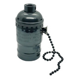 Soquete E27 Com Cordinha Antigo Retro Vintage Preto Perola