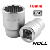 Soquete Pito Estriado Encaixe 3 4 18mm Cromo Vanádio Noll Cor Prateado