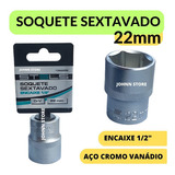Soquete Sextavado 1/2 Pito Cachimbo Curto 22mm - Stels