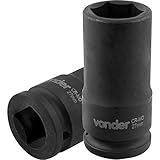 Soquete Sextavado De Impacto Longo Encaixe 3 4 27mm Aço Cromo Vonder