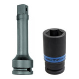 Soquete Sextavado Longo De Impacto 30mm C Encaixe De 3 4 Extensão 8 Polegadas
