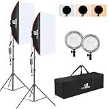 SOU FOTO Kit De Iluminação Duplo Softbox Berlim Com Led Bicolor Tripé De Iluminação E Bolsa De Transporte Para Fotografia E Vídeos