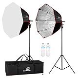 SOU FOTO Kit Iluminação Softbox Octagonal Tripe Lâmpada 150w E Bolsa De Transporte Para Estúdio Fotográfico 110V 