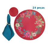 Sousplats Porta Copos Guardanapos Dia Das Mães Flores 24pçs