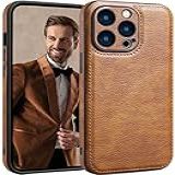 SOUTEM Capa De Couro Para IPhone 14 Pro Max Capa De Proteção De Moldura De Câmera Executiva Clássica Vintage De Couro PU Macia Antiderrapante Antiarranhões à Prova De Choque Para IPhone 14 Pro