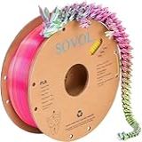 Sovol PLA Filament Silk Tri Color Co Extrusion 1 75mm Filamento Para Impressora 3D 1kg 2 2lbs Seda Brilhante Rosa Azul Amarelo 3 Em 1 Material PLA De Coextrusão 0 03mm
