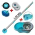 Spin Mop 360 Esfregão Cesto Inox 3 Refil Mic 1 Refil Tira Pó Cor Azul
