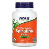 Spirulina 500mg 200 Tabs Espirulina Orgânica Certificada Now Sabor Sem Sabor