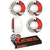 Spitfire Rodas De Skate Bighead De 52 Mm Brancas Vermelhas 99a Com Rolamentos De Ossos Rolamentos De Skate Com Classificação De Precisão De Ossos Vermelhos De 8 Mm 8 Pacote Com 2 Itens
