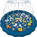 SplashEZ 3 Em 1 Splash Pad Aspersor Para Crianças E Piscina Rasa Para Aprendizagem Piscina Infantil Brinquedos Infláveis De Verão De água De 60 Tapete De Recreação Ao Ar Livre De A A Z Para Bebês E Crianças Pequenas