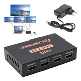 Splitter Hdmi 4 Saídas 1 Entrada Tv Monitor Full Hd 1080p 3d