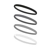 SPORTBR Faixa De Cabelo Em Silicone 4 Unidades Cinza Branca E Preta Faixas Para Corrida E Academia Elástico Para Esportes Faixas Elásticas Tiras Esportivas Ideal Para Todos Os Cabelos