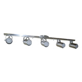Spot No Trilho Para 05 Lâmpadas Comuns Direcional 360 Graus Cor Alumínio Escovado Voltagem 110v 220v Bivolt Lustres Amandini