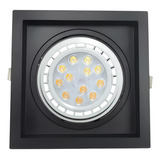 Spot Quadrado Moderno Ar111 Com Led Recuado Soquete Gu10 12w Estrutura Preto Frio 6500k Bivolt