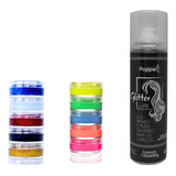 Spray Glitter Torre Glitter Tinta Neon Fluorescente Kit 3 Pç