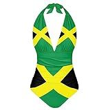 Sprowallow Maiô Feminino Com Controle De Barriga E Decote Em V Frente única Corte Alto Roupa De Banho De Férias Bandeira Da Jamaica M