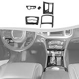 SQQP Conjunto Completo De Kit De Acabamento Interno De 5 Peças Para Dodge Charger 2015 2023 Console Central Botão De Mudança De Marcha Painel De Suporte De Copo Para Farol E Interruptor CA Fibra