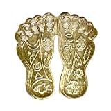 Sri Laxmi Lakshmi Charan Paduka (pés De Laxmi) Lindamente Feito à Mão Em Latão/ashtadhatu Polido A Ouro. Amuleto Yantra De Amuleto Da Sorte - Para Imensa Prosperidade Da Riqueza (estilo 2,5 - 3,8 Cm Polegadas)
