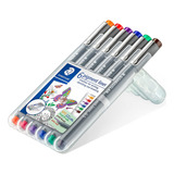 Staedtler 308 Caneta Nankin 6x Pigment Liner Cores Dif 