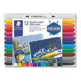 Staedtler 3190 Tb12 12x Canetas Para Tecido Ponta Dupla