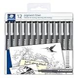 STAEDTLER Canetas De Revestimento De Pigmento 308 9 TB12 Larguras De Linha Sortidas Preta Conjunto De 12 