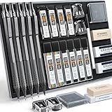 STAGEEK Conjunto De Lapiseiras Metálicas De 21 Peças Lápis De Grafite Artístico 0 3 0 5 0 7 0 9 Suporte De Grafite De 2 Mm Cor HB 2H 2B 4B Com 10 Tubos De Grafite Refis De Borracha Com Capa