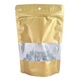 Stand Up Pouch Plástico Zip Lock 12x20cm 50un Dourado
