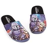 Star Wars The Mandalorian Slippers Mens Baby Yoda House Shoes 9-10 Uk Black