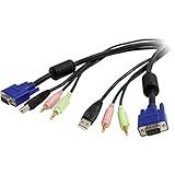 StarTech Com Cabo De Comutação USB VGA KVM De 1 8 M 4 Em 1 Com áudio E Microfone Cabo VGA KVM Cabo USB KVM Cabo De Interruptor KVM USBVGA4N1A6
