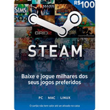 Steam Cartão Pré pago R 100 Reais Crédito Card Imediato
