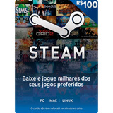Steam Cartão Pré pago R 100 Reais r 50 r 50 Card imediato