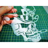 Stencil Caveira Com Cartola 2r18 Molde Vazado Estêncil